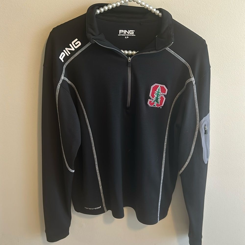 PING SensorCool Men Small 1/4 Zip Pullover Jacket Black Stanford Cardinal